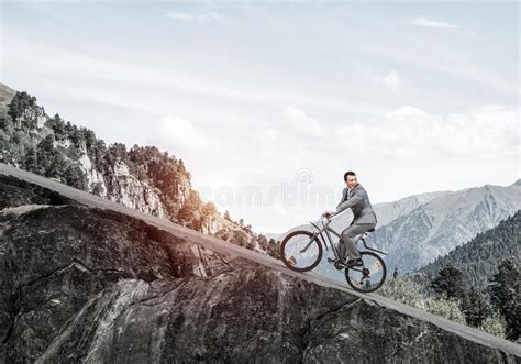 Cyclist Riding A Bike Uphill Stock Image Image Of Bike Freestyle