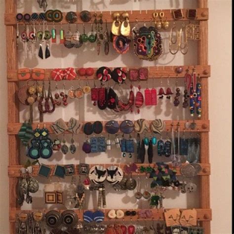 Wood Cherry Earring And Necklace Wall Organizer Earring Etsy Wall