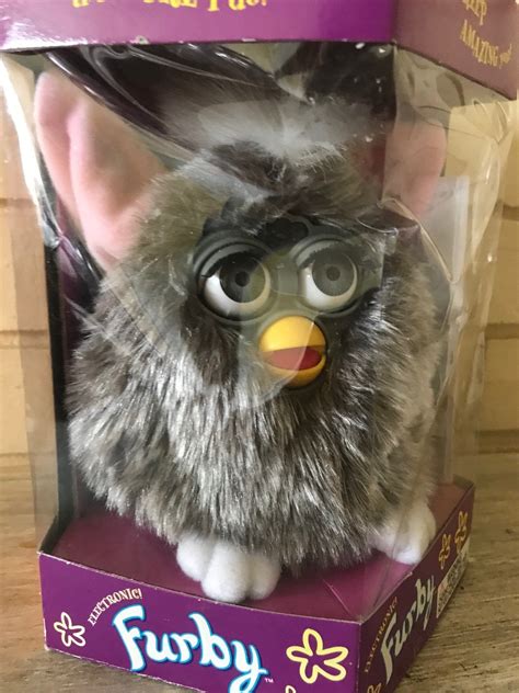 Vintage Furby Electronic Furby New In Box 1998 Gray With Pink Ears