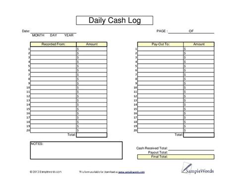 Cash Till Balance Sheet Excel Templates