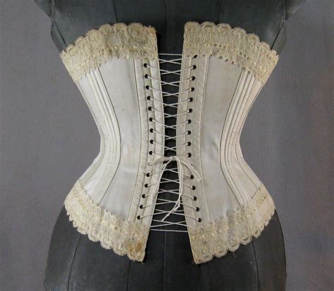 Victorian Lace Trimmed Corset C1890s Antique Lingerie From
