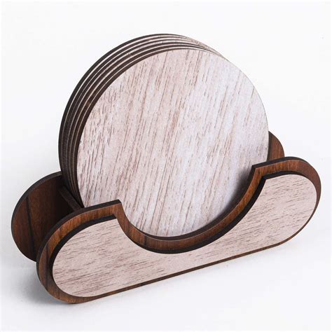 Multicolor Wooden Mdf Round Tea Coasters Set Of 6 For Office Size