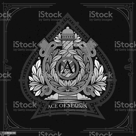 Ace Of Spades Form With Lighthouse Between Laurel Wreath And Crossed