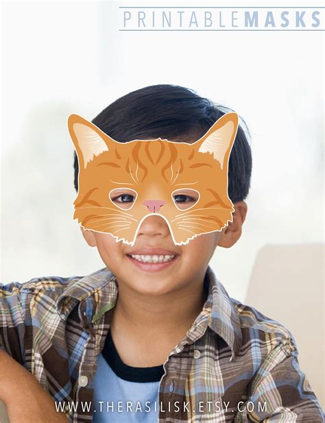 Orange Tabby Cat Mask Printable Cat Mask Kitty Kitten Etsy