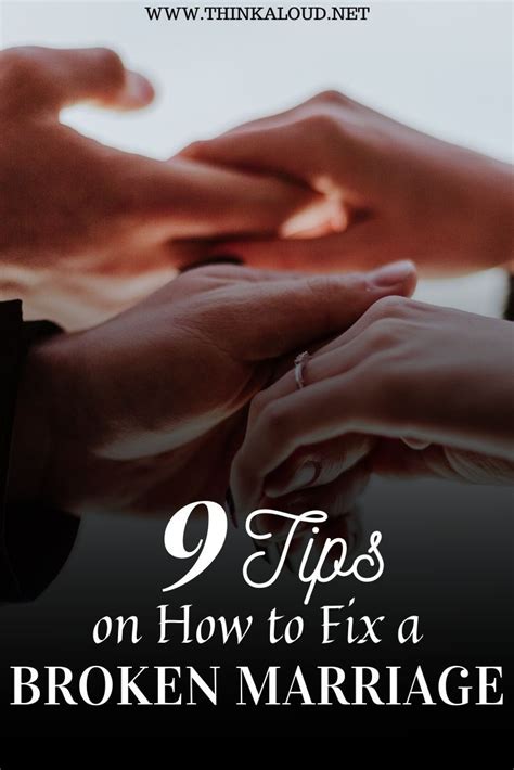 When it comes to fixing a marriage, it is advised that you keep any troubles you are having under wraps and that includes the plans you and your spouse have this produces a more conducive atmosphere in terms of discussing how you can each make changes in order to fix your marriage. 9 Tips on How to Fix a Broken Marriage in 2020 | Broken ...