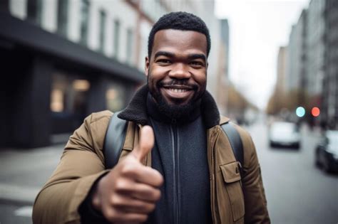 Premium Ai Image Shot Of A Man Showing Thumbs Up While Standing