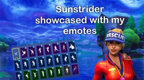 Fortnite Sunstrider Showcased With All My Emotes Youtube