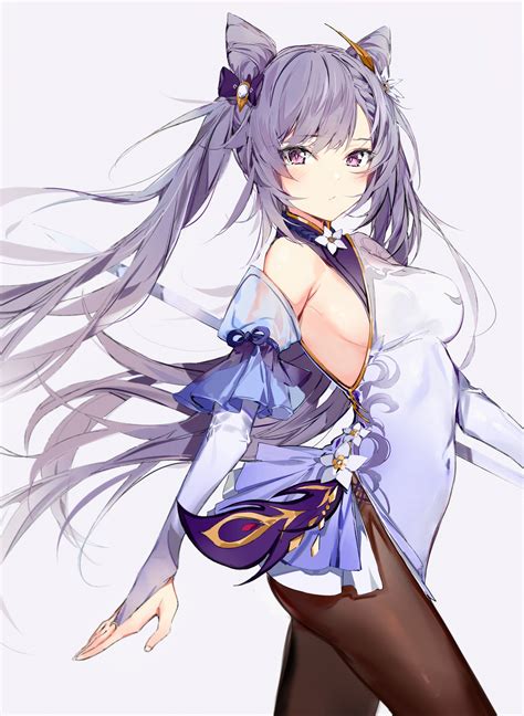 Silver Artist Purple Hair Sideboob Anime Anime Girls Digital Art