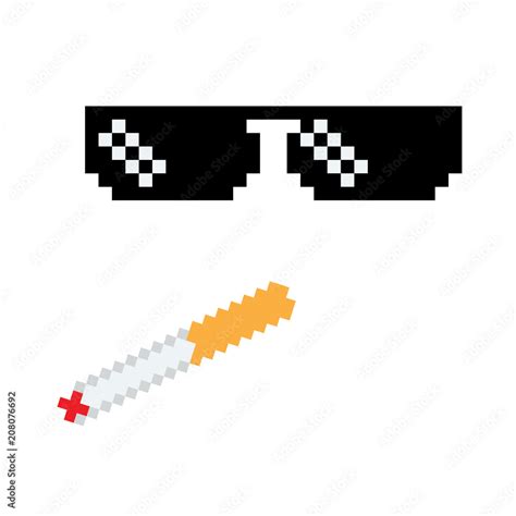 Glasses Pixel Vector Icon Pixel Art Boss Or Gangster Glasses Of Thug