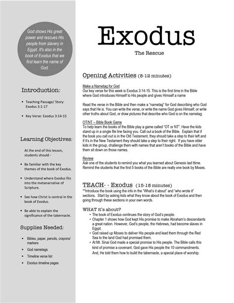 Exodus Bible Lesson Free Curriculum Sample In 2021 Bible Lessons