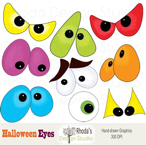 Halloween Digital Clip Art Eyes Images 9 Graphics Spooky Etsy