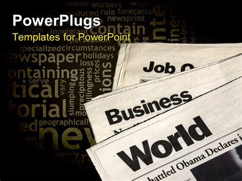 Powerpoint Template A Number Of Newspapers With Various Words In The