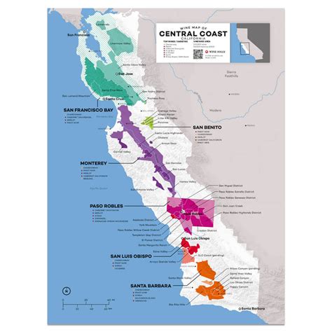 Regional Wine Ava Map Of Central Coast Ca Usa Wine Posters Wine Folly