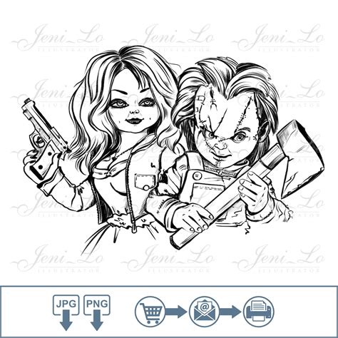 Chucky And Tiffany Bride Sublimation Png File Funny Halloween Etsy