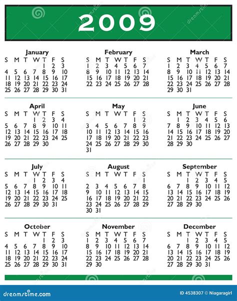 2009 Calendar Full Year Royalty Free Stock Photography Image 4538307
