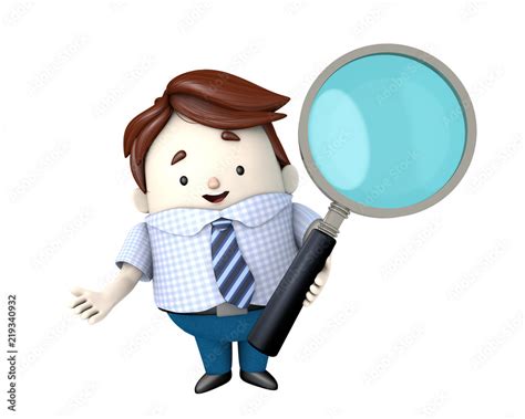 Hombre Con Una Lupa Personaje 3d Buscando Stock Illustration Adobe Stock