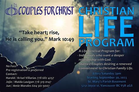 Christian Life Program Cfc North A2 Fall 2023 St Marys Parish