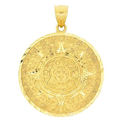 14k Gold Large Aztec Calendar Pendant Shopjw