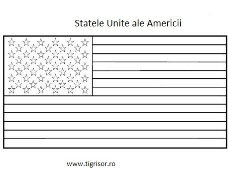 Plansa De Colorat Cu Steagul Statelor Unite Ale Americii Planse De