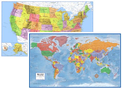 X World And Usa Classic Premier D Two Wall Map Set Walmart Com