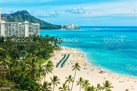 Aerial View Of Waikiki Beach And Diamond Head Stock Photo Download