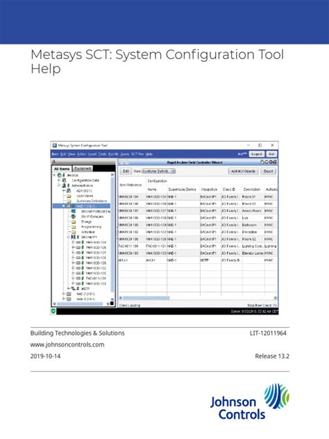 Metasys Sct System Configuration Tool Help Lit 12011964 Release 132