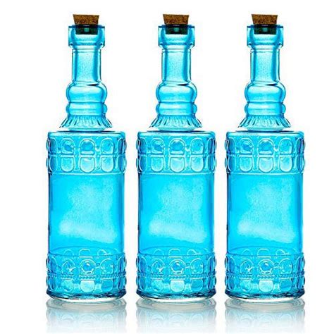 Bulk Pack 3 Calista Turquoise Vintage Glass Bottle Wedding Flower Vase