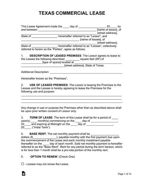 Rental agreement form free printab property house rental agreement fo welcome to valliant house lease agreement form free | order best price generic rental ag. Free Texas Commercial Lease Agreement Template - PDF | Word | eForms - Free Fillable Forms
