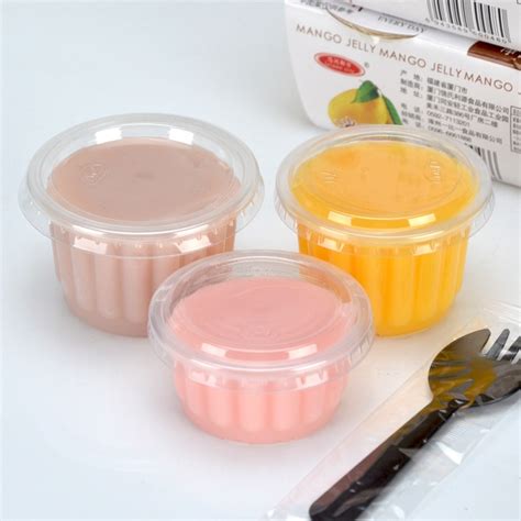 50 Set Disposable Pudding Cup Plastic Cup Lid Jelly Bowl Dessert Yogurt