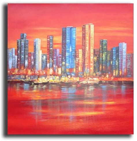 Sunset Cityscape Original Artwork 50 Off Canvas Paintings