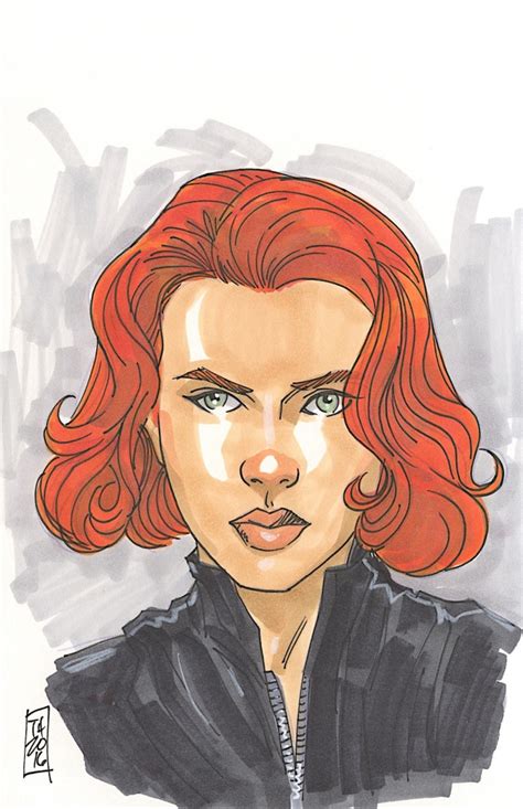 Black Widow The Avengers 11 Original 55 X 85 Color Drawing On