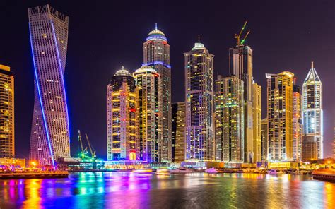 Dubai Buildings Night Lights Wallpapers Wallpaper Cave