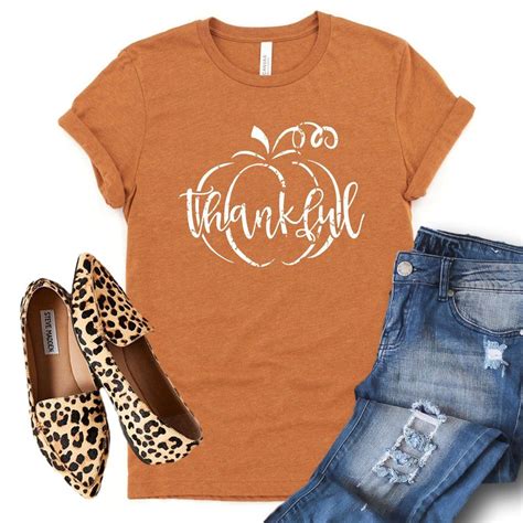 Women's Fall Thankful Shirt - Thankful Pumpkin in 2020 | Thankful shirt, Fall shirts women ...