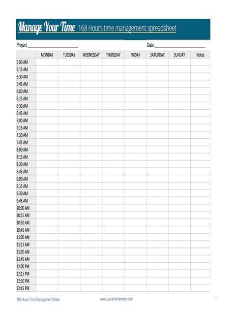 168 Hours Time Management Spreadsheet Fill And Sign Printable