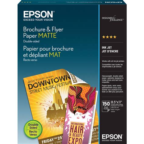 Epson Brochure And Flyer Paper Matte 85 X 11 150 Sheets