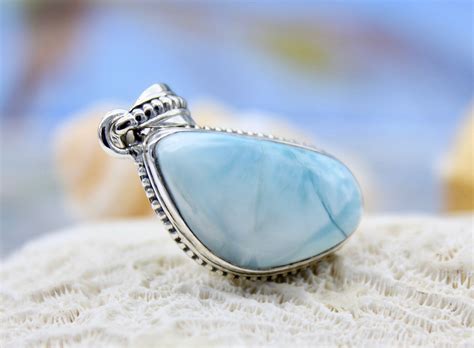 Dominican Larimar Marbled Small Pendant Sky Blue Free Form Caribbean