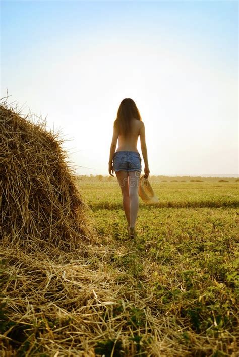 Half Naked Girl In The Hay Stock Photo Image Of Field