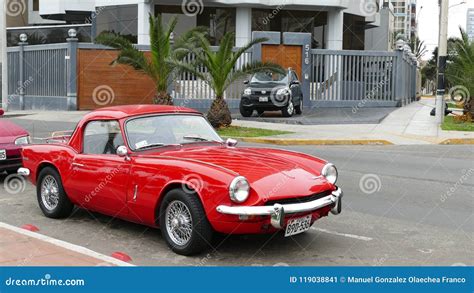 Red Color Triumph Spitfire Mk3 Coupe In Lima Editorial Photo Image Of