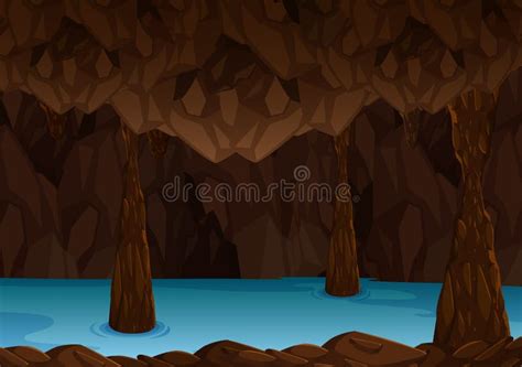 Underground River With Waterfall In Karst Cave Cave Formation And