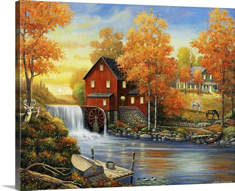 Autumn Sunset At The Old Mill Wall Art Canvas Prints Framed Prints