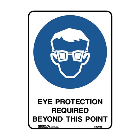 Mandatory Sign Eye Protection Required Beyond This Point Metal