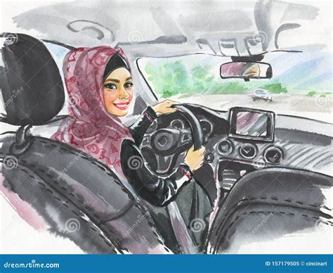Arabian Woman In The Car Stock Illustration Illustration Of Female 157179505