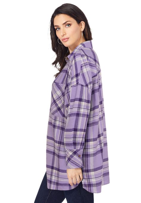 Roamans Womens Plus Size Flannel Tunic Ebay