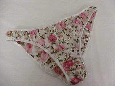 FLORAL Shiny SATIN French Panties Low Rise BIKINI BRIEFS Plain Simple PINK ROSE EBay