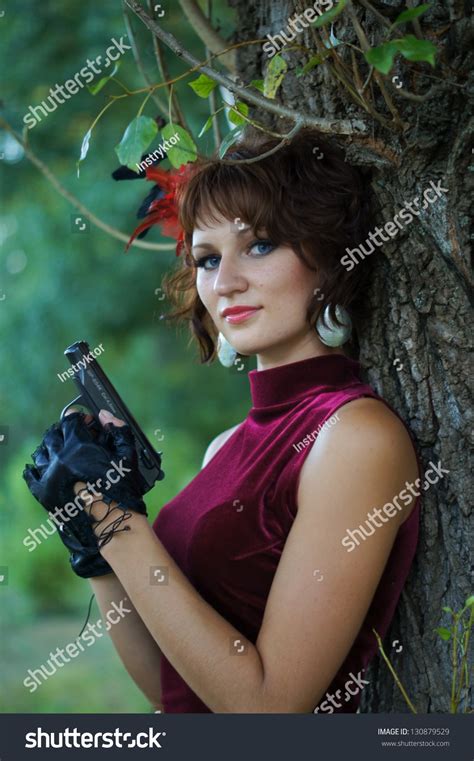 Girl Gun On Nature Stock Photo 130879529 Shutterstock