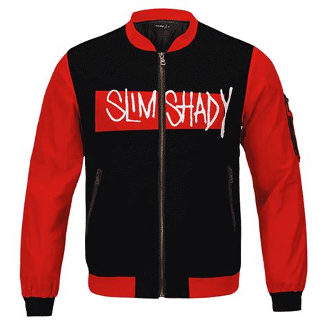 Eminem Slim Shady Minimalistic Logo Black Red Varsity Jacket