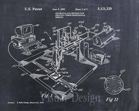 3d Printer Patent Print Patent Art Print Patent Poster Blueprint