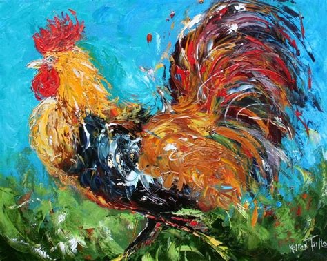 Fine Art Print Rooster Made From Image Of Past Oil