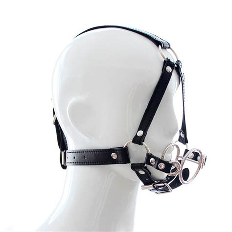 bdsm sex bondage leather head harness stainless steel double o ring gag deep throat gags sex