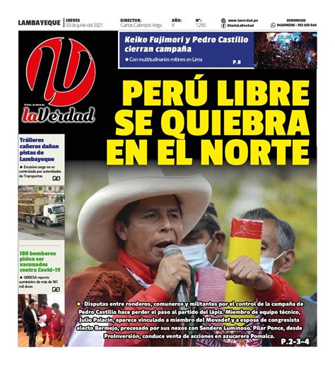 Diarios Del Perú Portada De Los Diarios Del Perú Viernes 04 De Junio